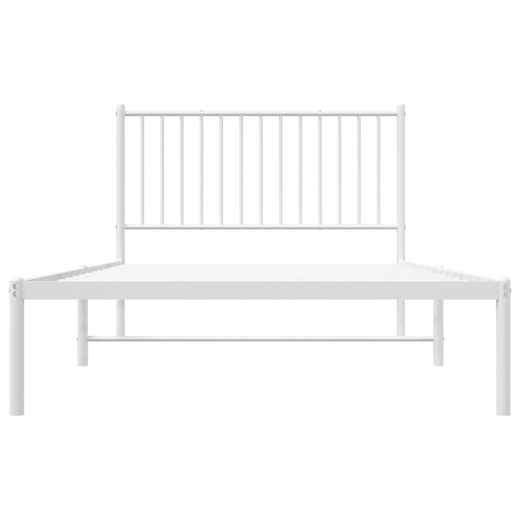 Metalni okvir za krevet s uzglavljem bijeli 107x203 cm