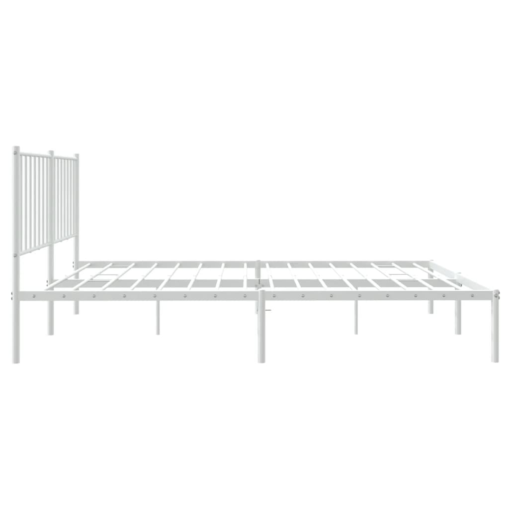 Metalni okvir za krevet s uzglavljem bijeli 120 x 190 cm
