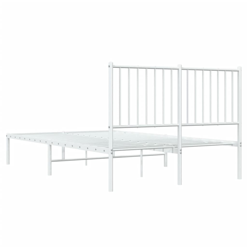 Metalni okvir za krevet s uzglavljem bijeli 120 x 190 cm