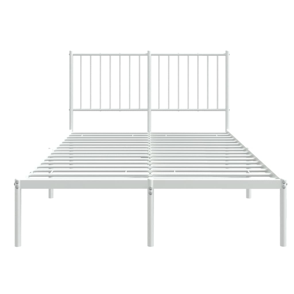 Metalni okvir za krevet s uzglavljem bijeli 120x200 cm