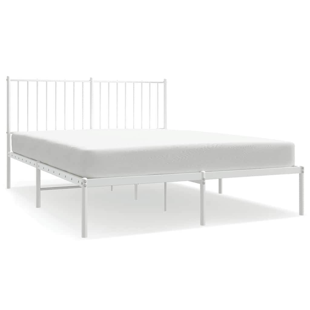 Metalni okvir za krevet s uzglavljem bijeli 135x190 cm