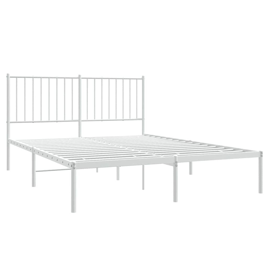 Metalni okvir za krevet s uzglavljem bijeli 135x190 cm
