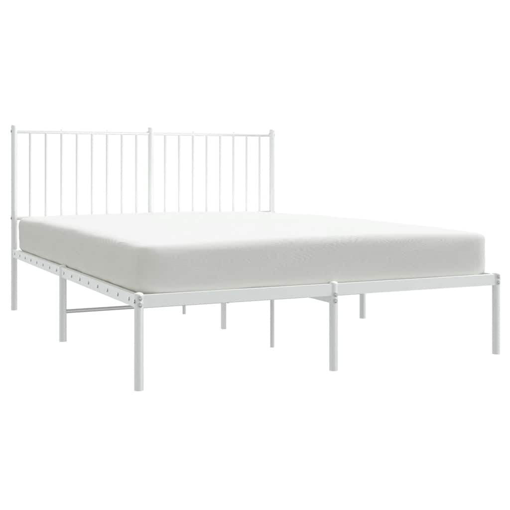 Metalni okvir za krevet s uzglavljem bijeli 135x190 cm