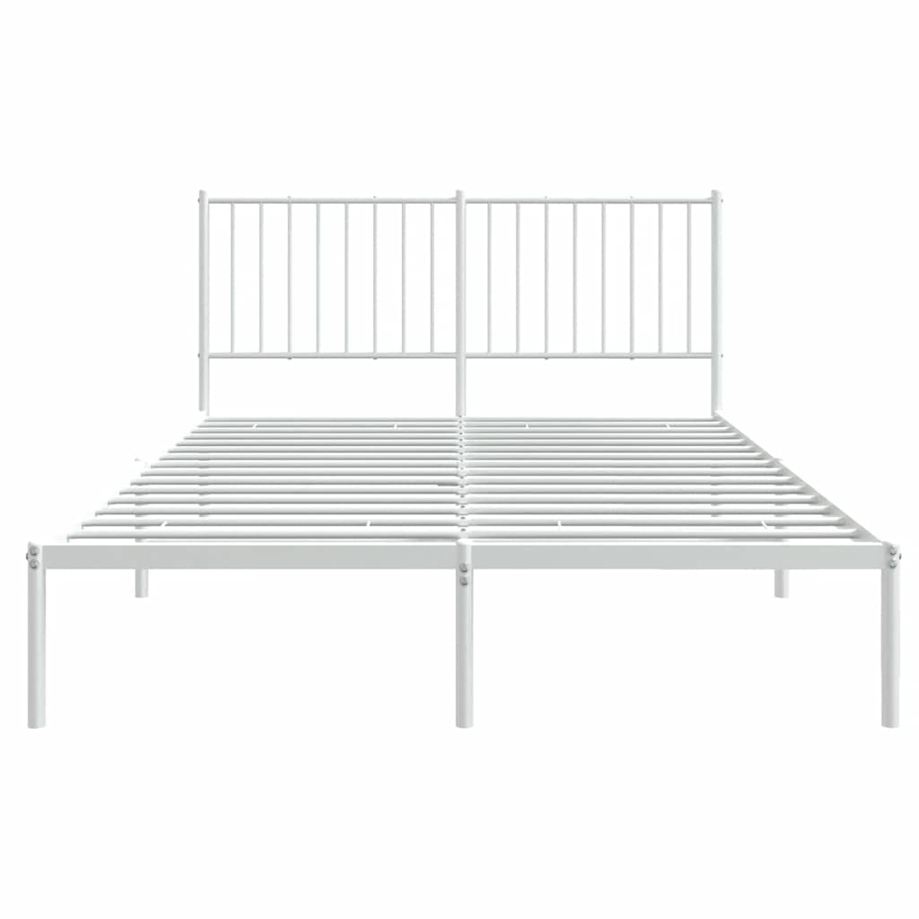 Metalni okvir za krevet s uzglavljem bijeli 135x190 cm