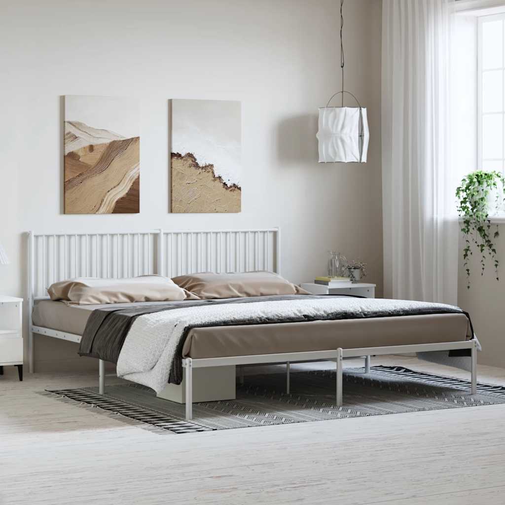 Metalni okvir za krevet s uzglavljem bijeli 183x213 cm