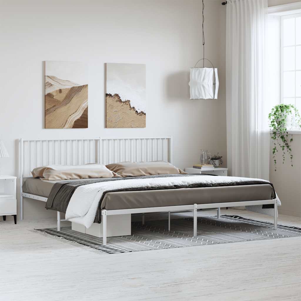 Metalni okvir za krevet s uzglavljem bijeli 193x203 cm