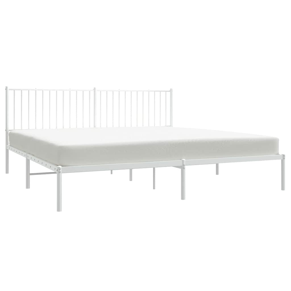 Metalni okvir za krevet s uzglavljem bijeli 193x203 cm