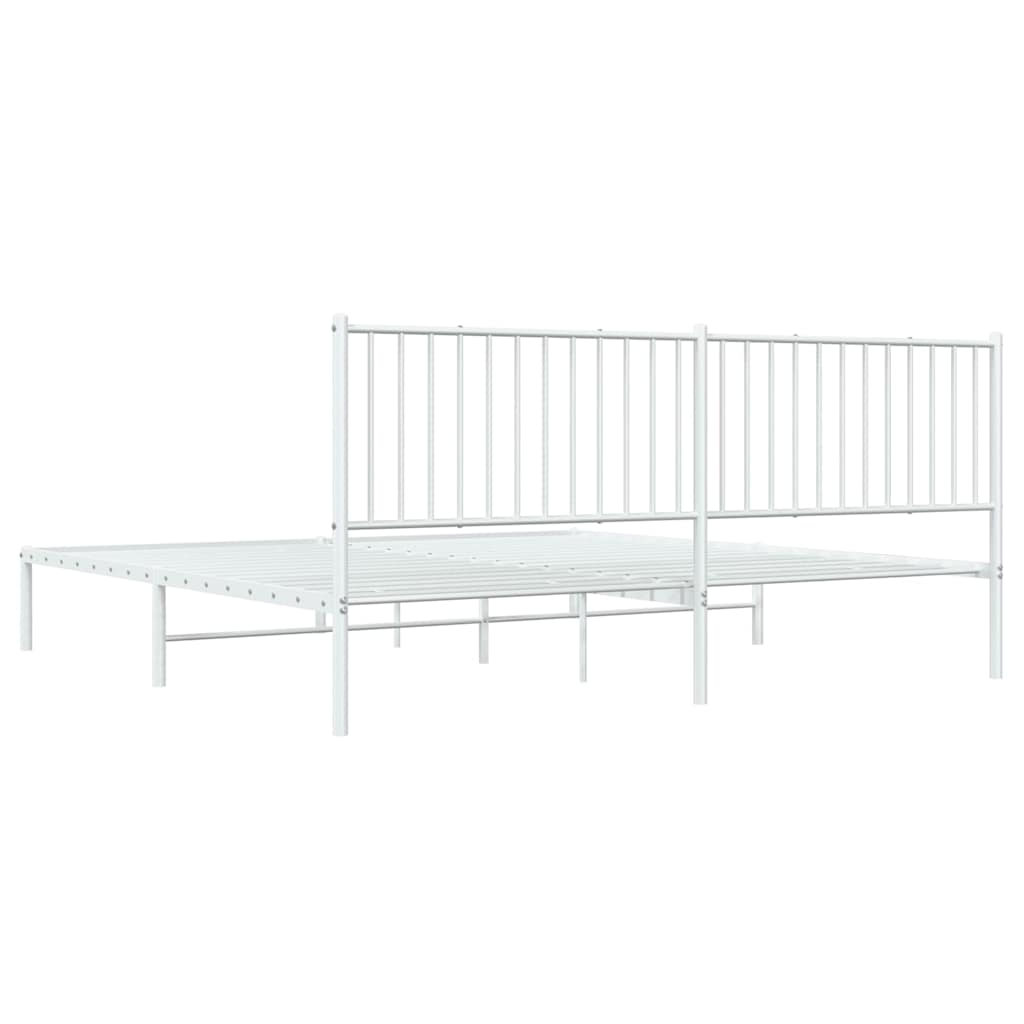 Metalni okvir za krevet s uzglavljem bijeli 193x203 cm