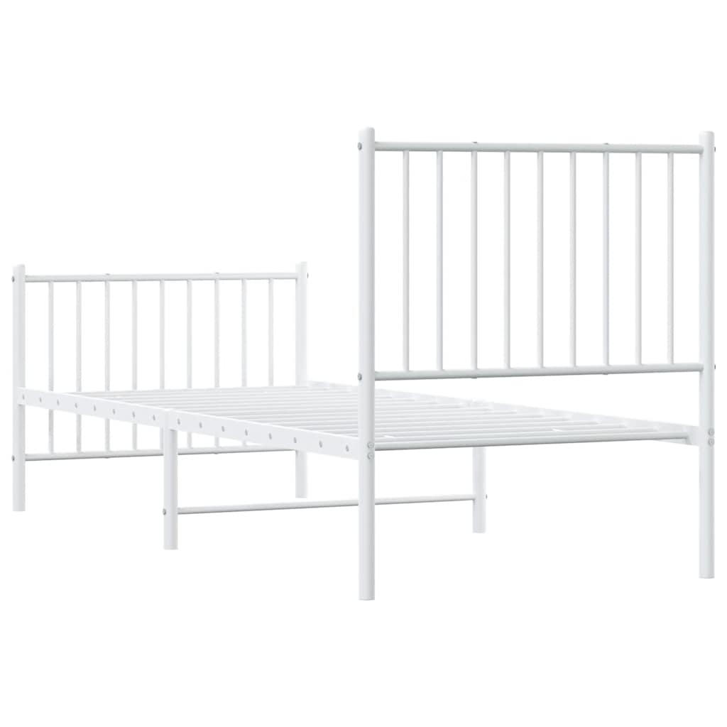 Metalni okvir kreveta uzglavlje i podnožje bijeli 80x200 cm