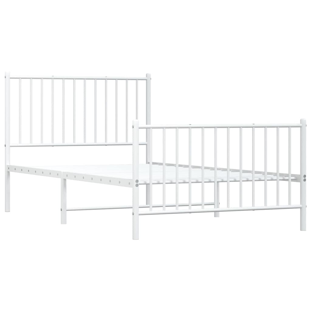 Metalni okvir kreveta uzglavlje i podnožje bijeli 100x190 cm