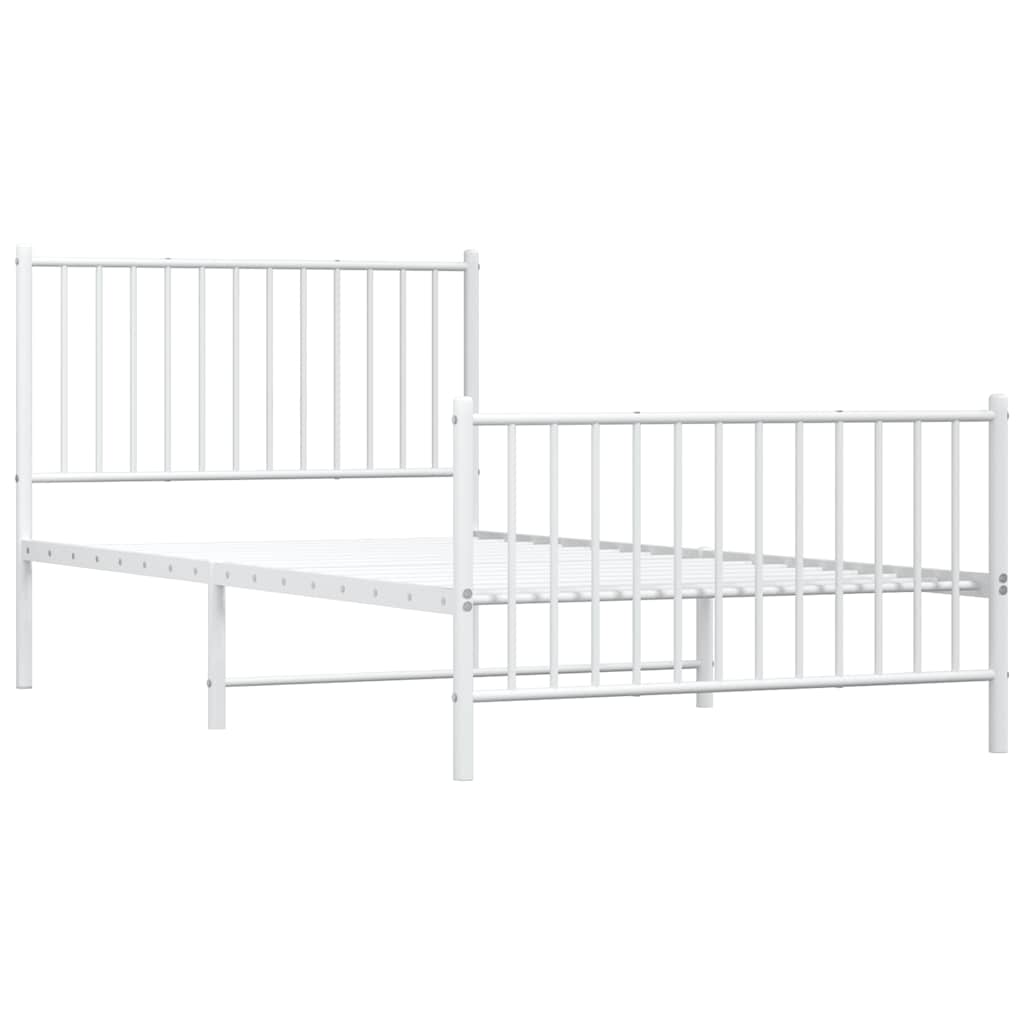 Metalni okvir kreveta uzglavlje i podnožje bijeli 100x200 cm