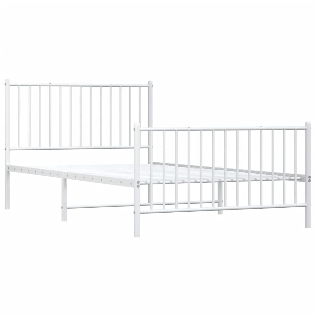 Metalni okvir kreveta uzglavlje i podnožje bijeli 107x203 cm