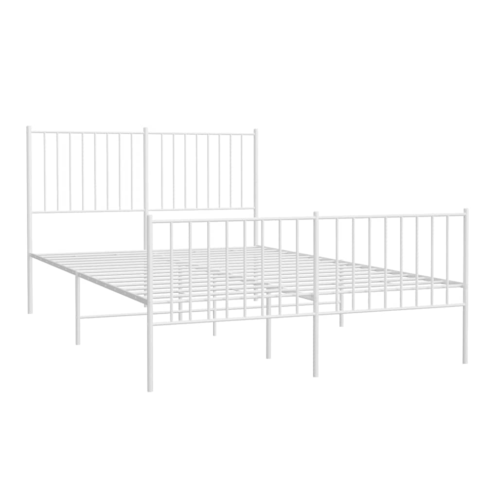 Metalni okvir kreveta uzglavlje i podnožje bijeli 135 x 190 cm