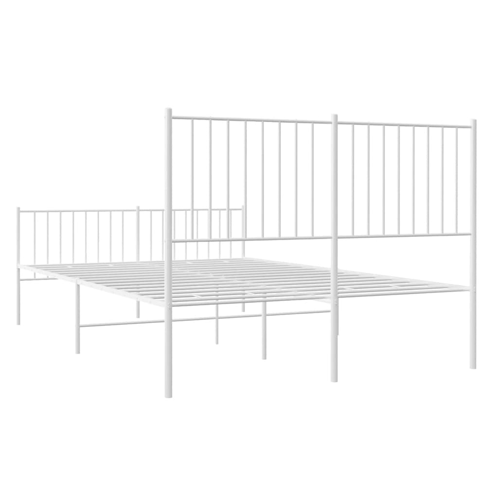 Metalni okvir kreveta uzglavlje i podnožje bijeli 135 x 190 cm