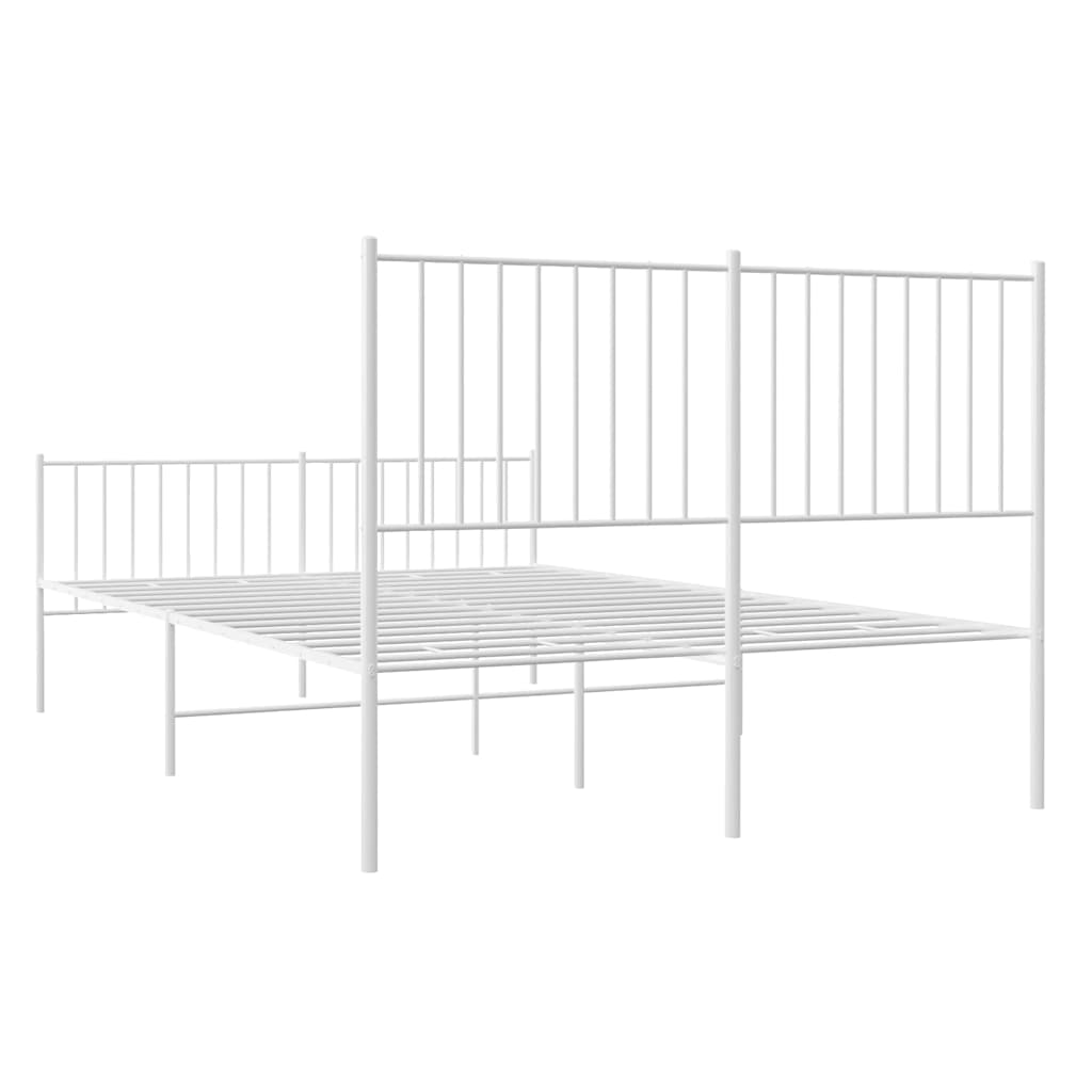 Metalni okvir kreveta uzglavlje i podnožje bijeli 140 x 190 cm