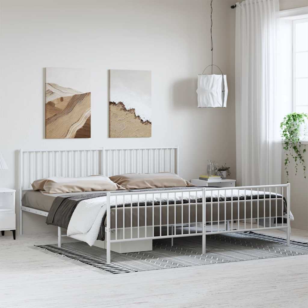 Metalni okvir kreveta uzglavlje i podnožje bijeli 193x203 cm