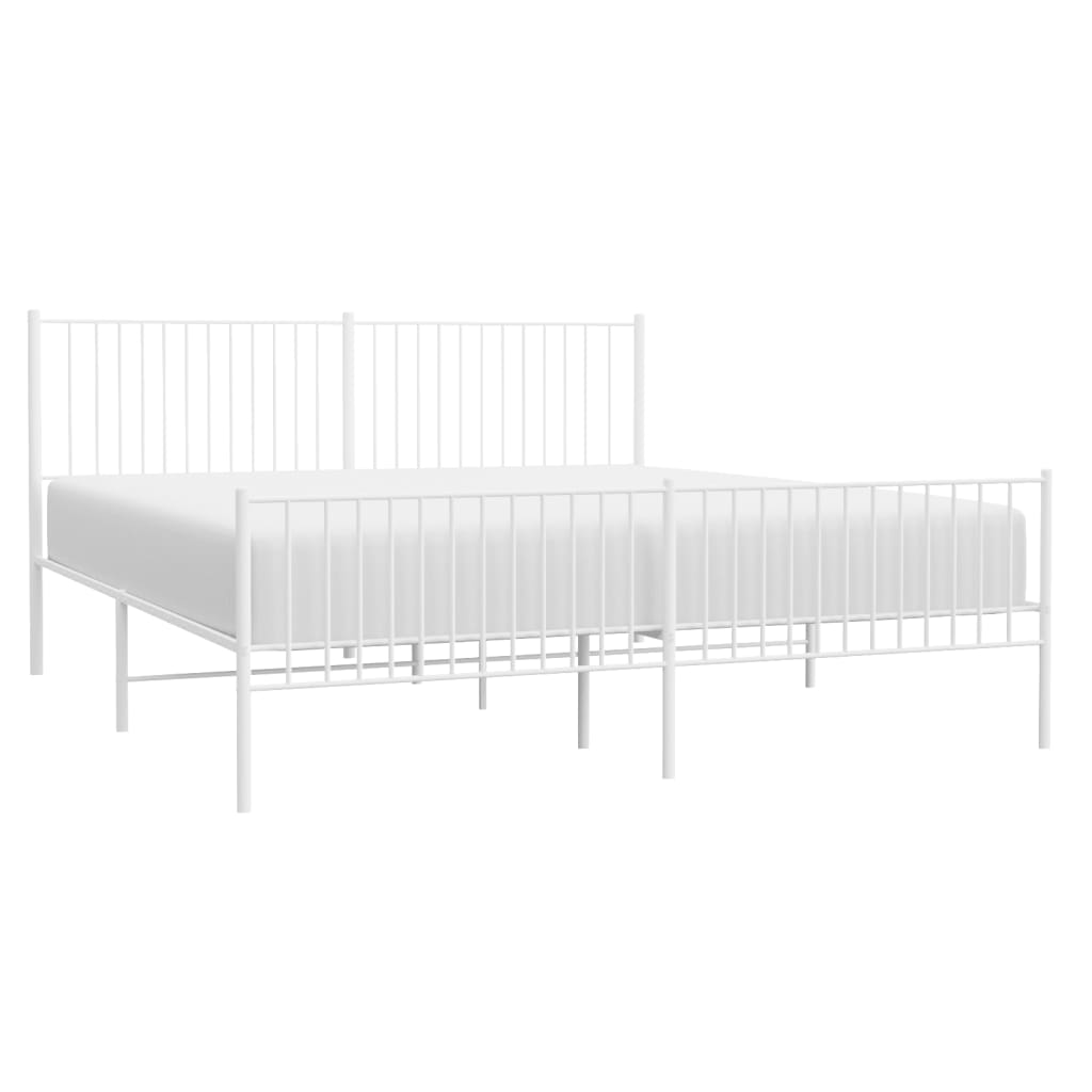 Metalni okvir kreveta uzglavlje i podnožje bijeli 200x200 cm