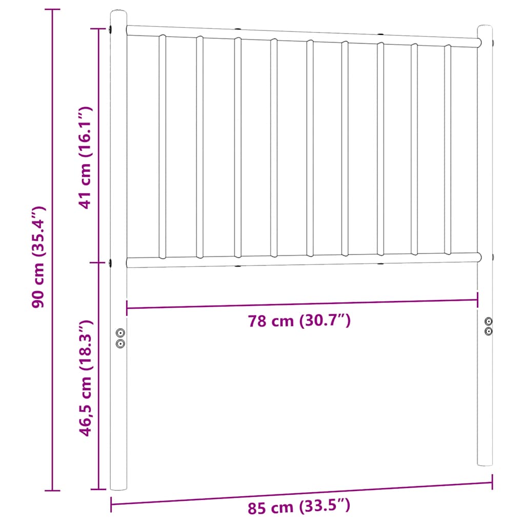 Metalno zamjensko uzglavlje bijelo 80 cm