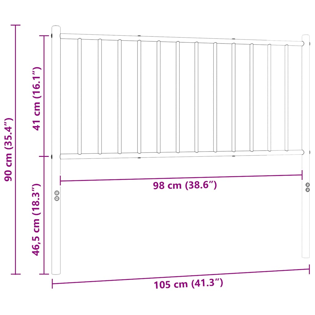 Metalno zamjensko uzglavlje bijelo 100 cm
