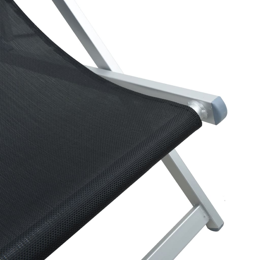 Sklopive stolice za plažu 2 kom crne od aluminija i tekstilena