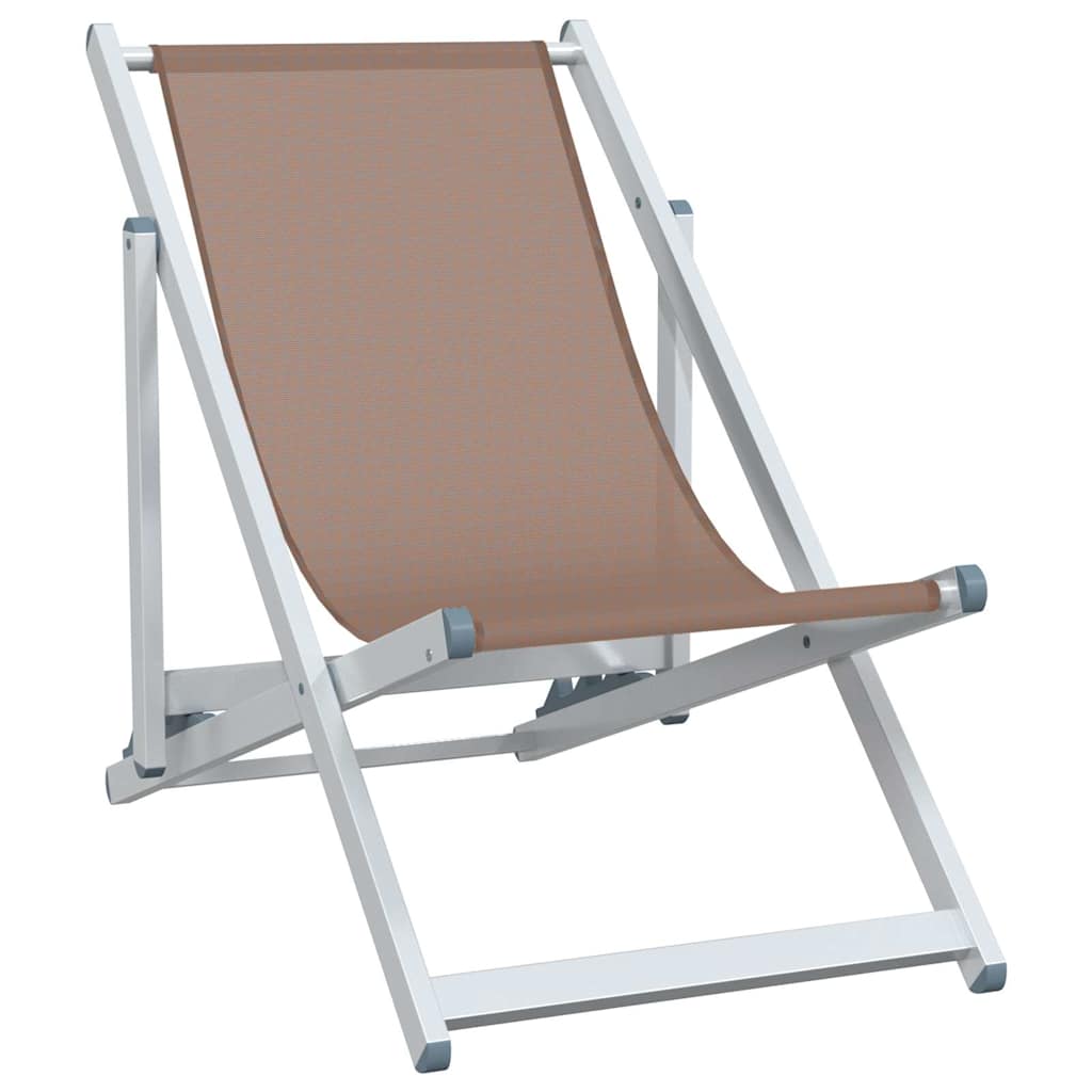 Sklopive stolice za plažu 2 kom smeđi od aluminija i tekstilena