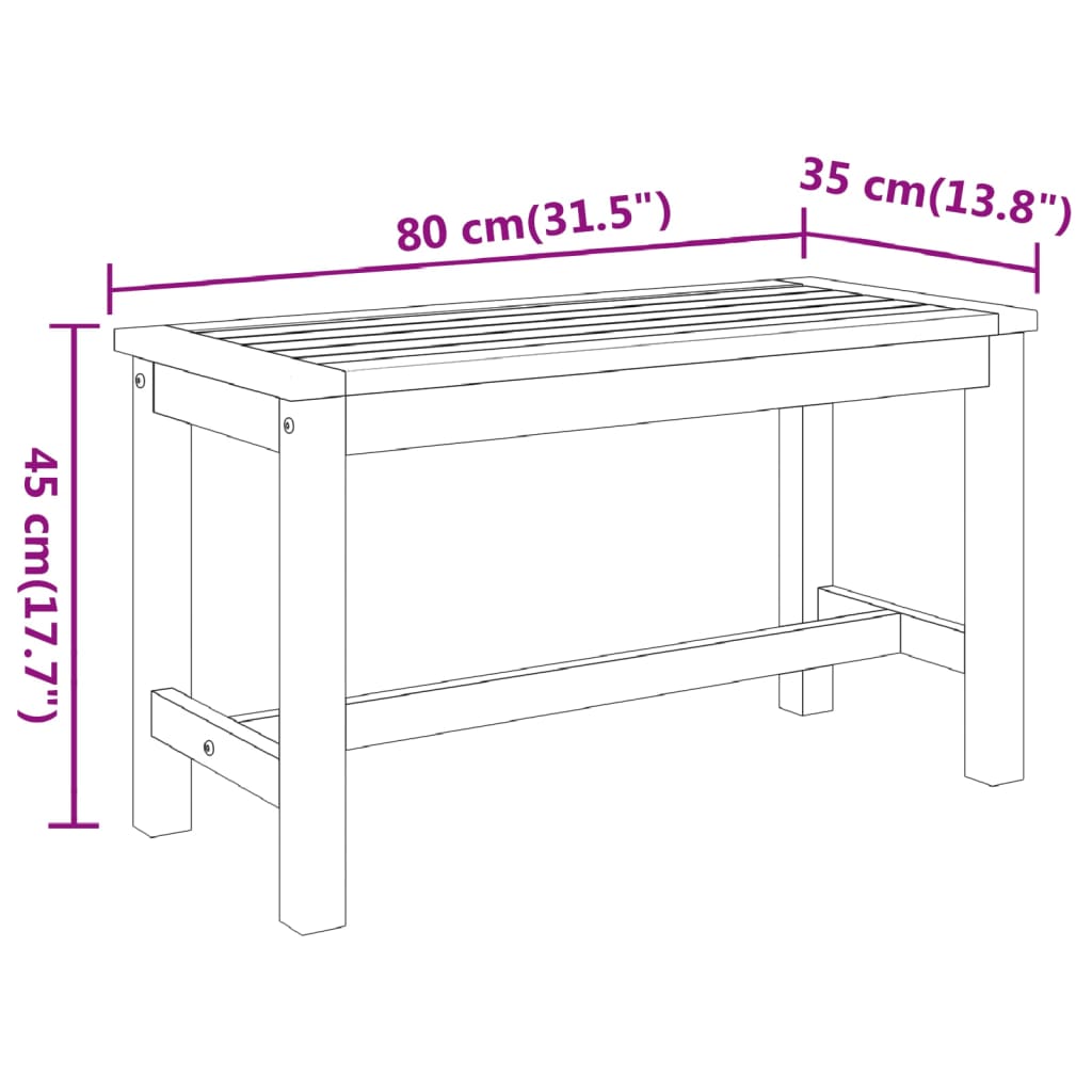 Vrtna klupa 80 x 35 x 45 cm od masivnog bagremovog drva