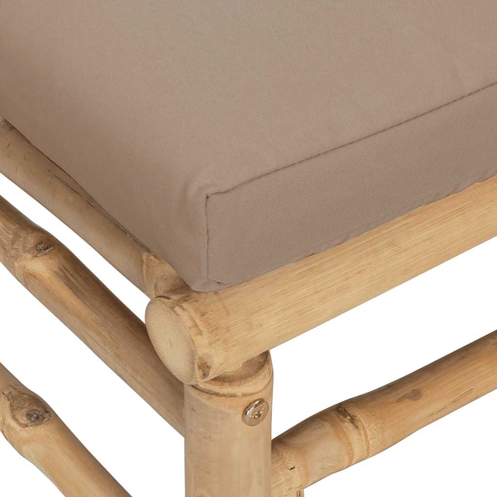 Srednja vrtna sofa od bambusa sa smeđesivim jastucima