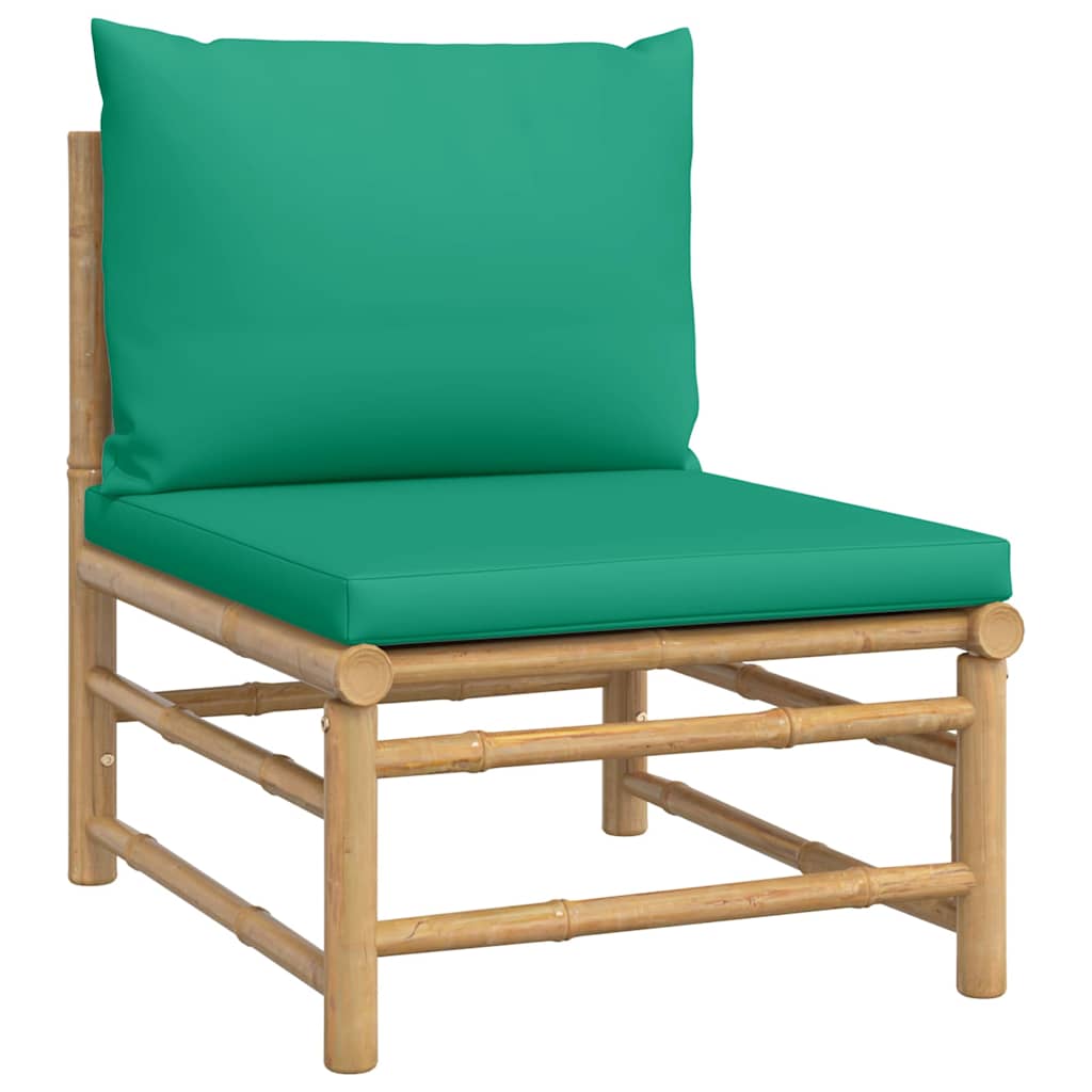 2-dijelna vrtna garnitura od bambusa sa zelenim jastucima