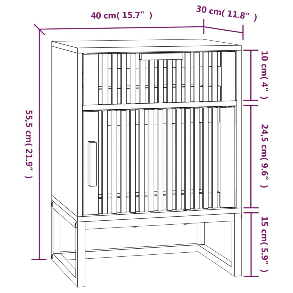 Noćni ormarići 2 kom crni 40 x 30 x 55,5 cm od drva i željeza
