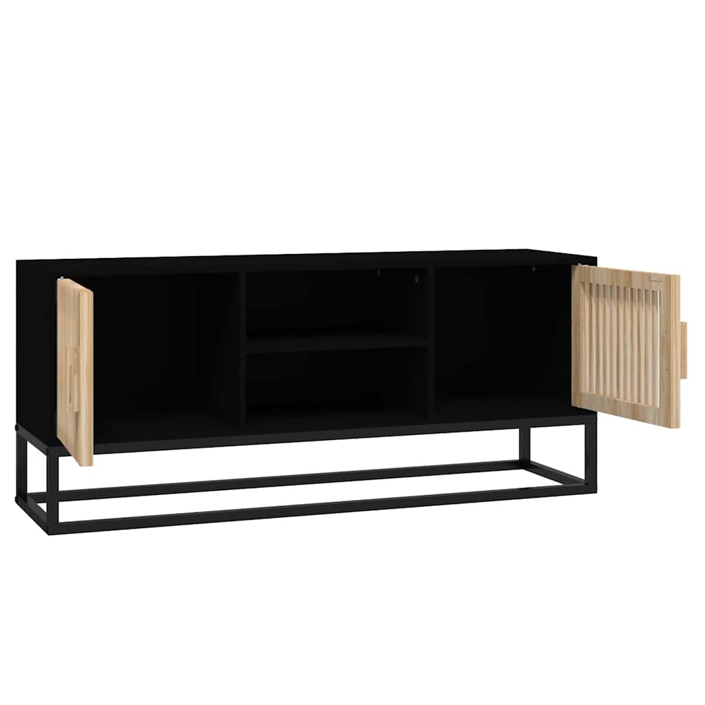 TV ormarić crni 105x30x45 cm od konstruiranog drva i željeza