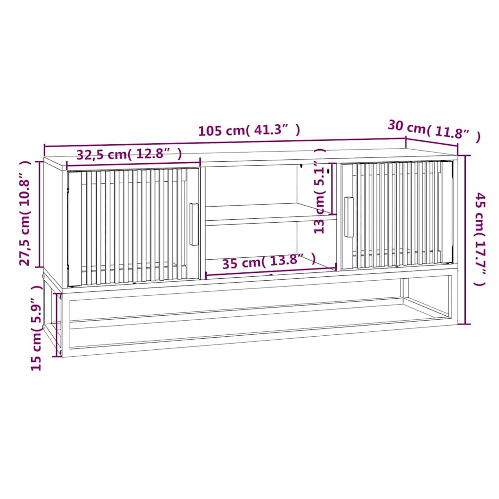 TV ormarić crni 105x30x45 cm od konstruiranog drva i željeza