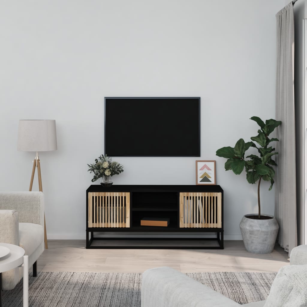 TV ormarić crni 105x30x45 cm od konstruiranog drva i željeza