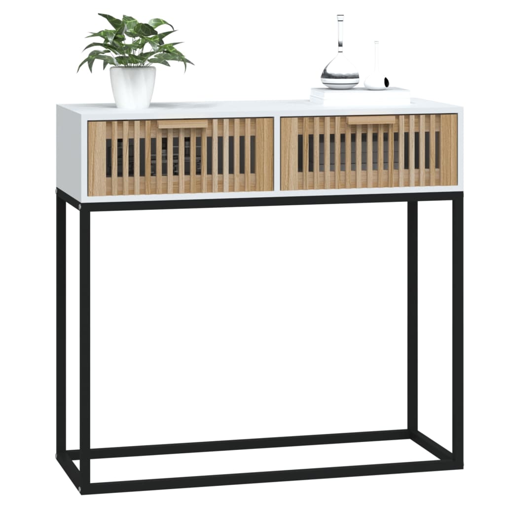 Konzolni stol bijeli 80x30x75 cm konstruirano drvo i željezo