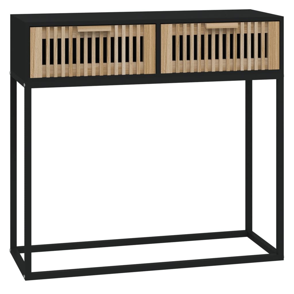 Konzolni stol crni 80x30x75 cm od konstruiranog drva i željeza