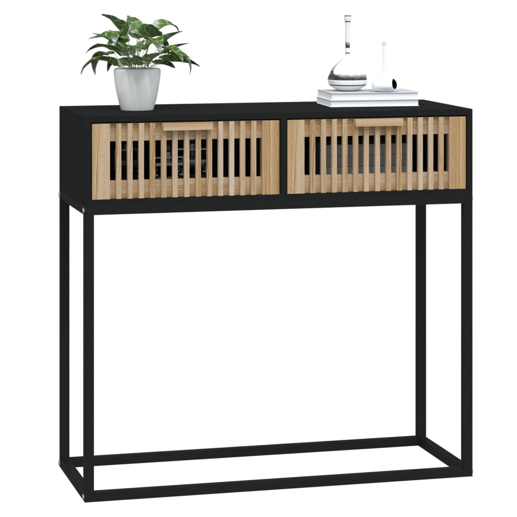 Konzolni stol crni 80x30x75 cm od konstruiranog drva i željeza