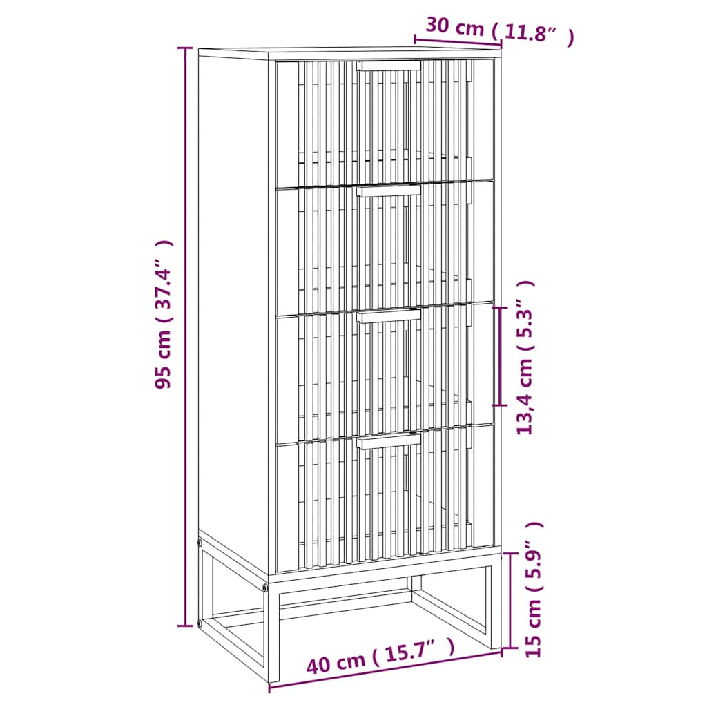 Visoka komoda 40 x 30 x 95 cm od konstruiranog drva