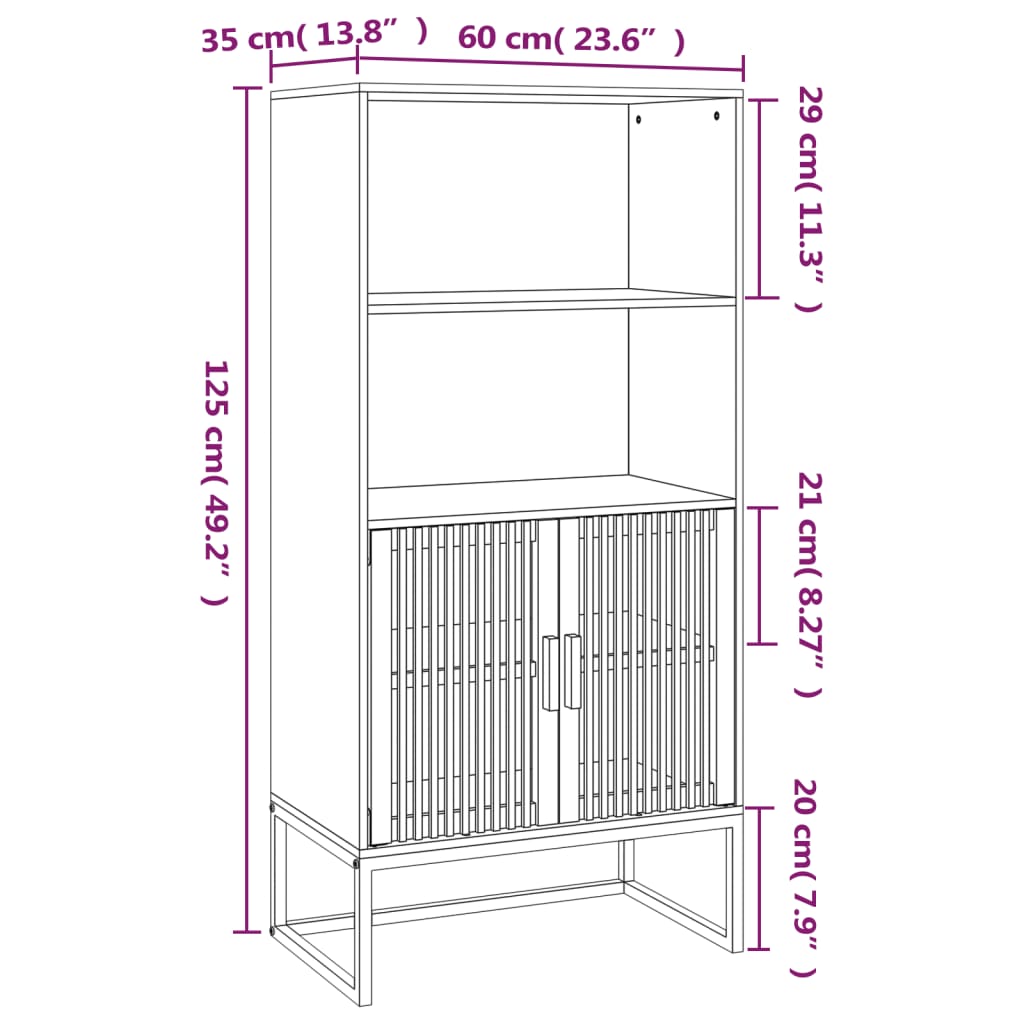 Visoka komoda 60 x 35 x 125 cm od konstruiranog drva