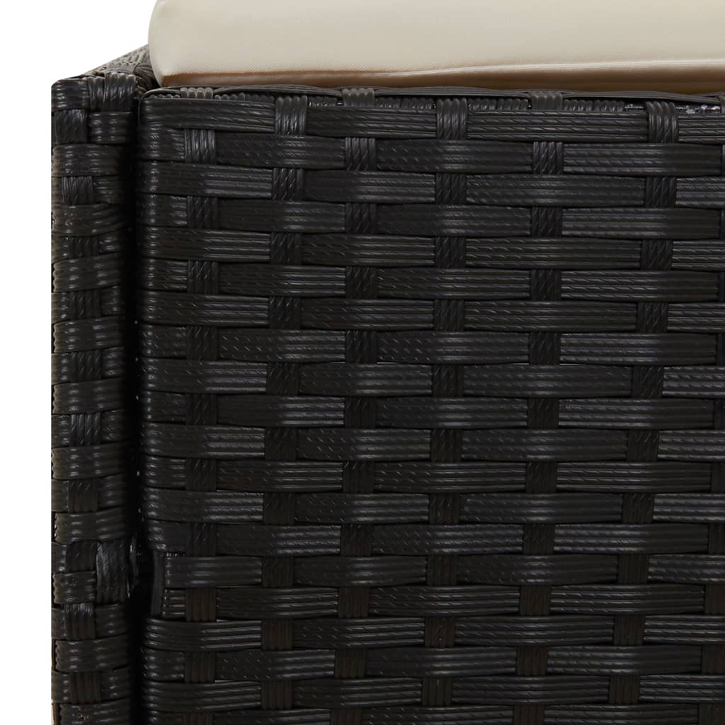 Ležaj za sunčanje s krovom crni 200 x 114 x 128 cm poliratan