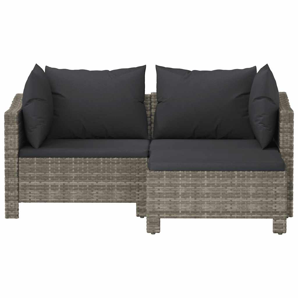 3-dijelna vrtna garnitura od poliratana s jastucima siva