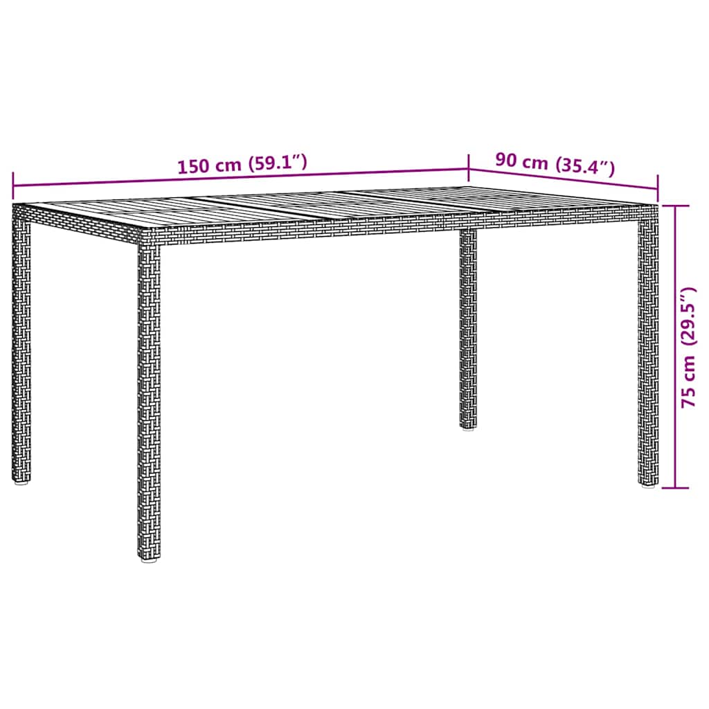Stol za vrt Siva 150 x 90 x 75 cm poliratan