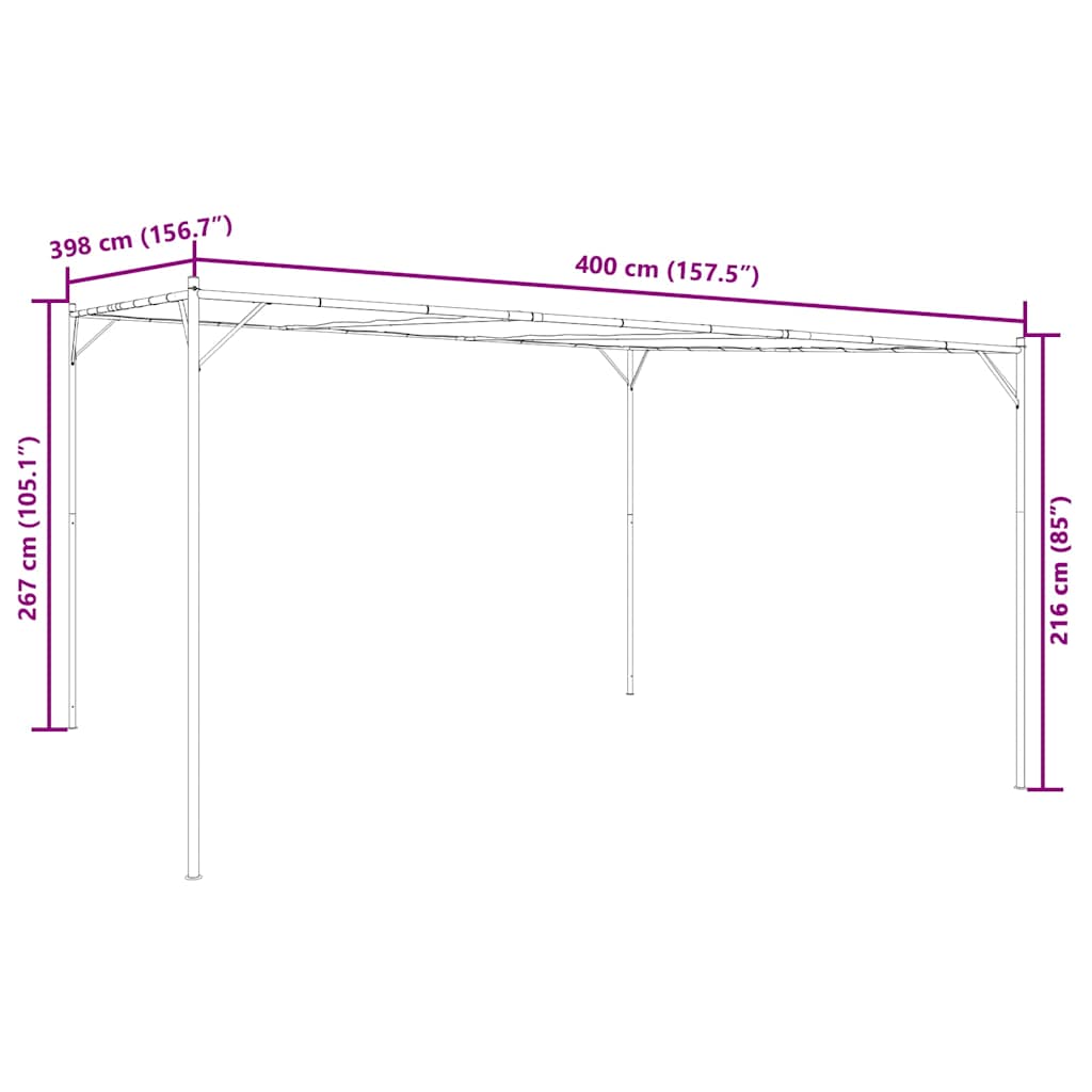 Sjenica bež 4 x 4 m 180 g/m² od tkanine i čelika