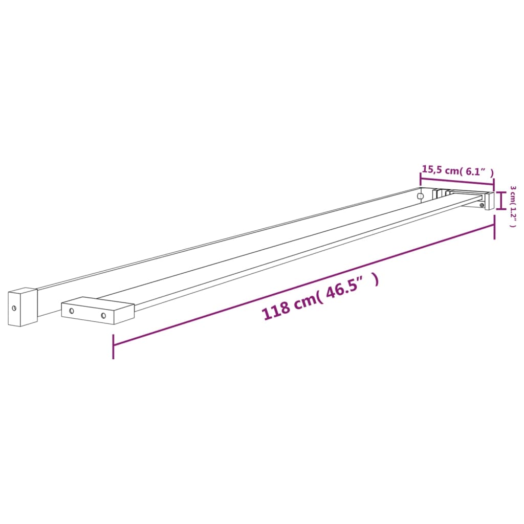 Polica za zid tuš-kabine crna 118 cm aluminijska