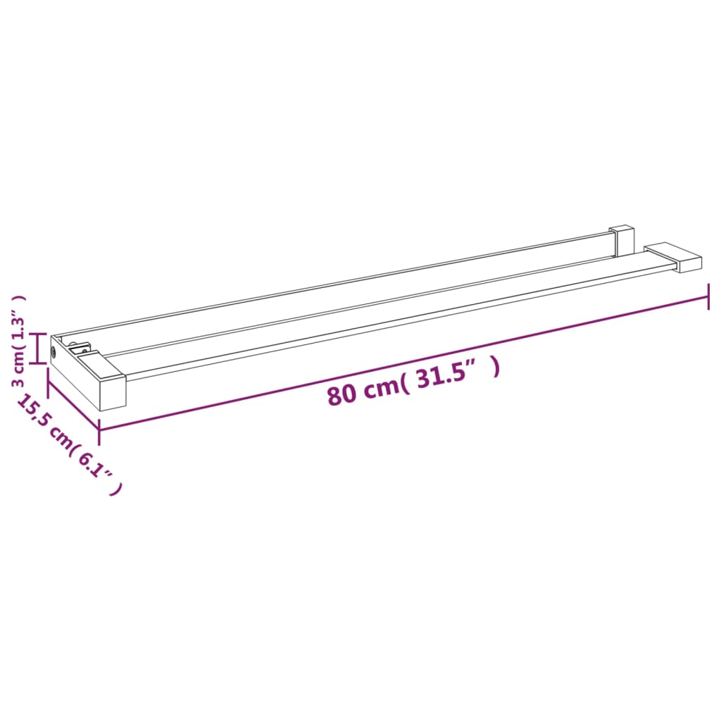 Polica za stijenku tuš-kabine kromirana 80 cm aluminijska