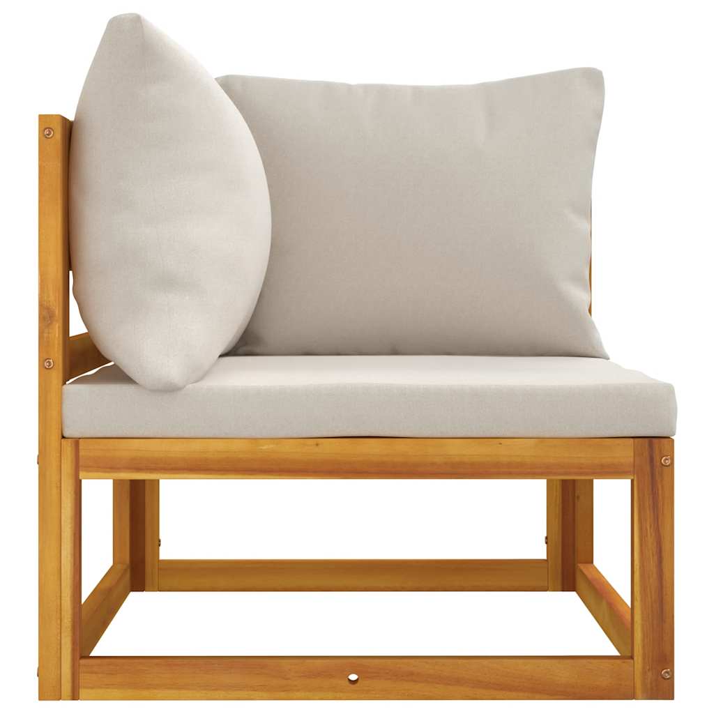 Modularna kutna sofa sa svjetlosivim jastucima od drva bagrema