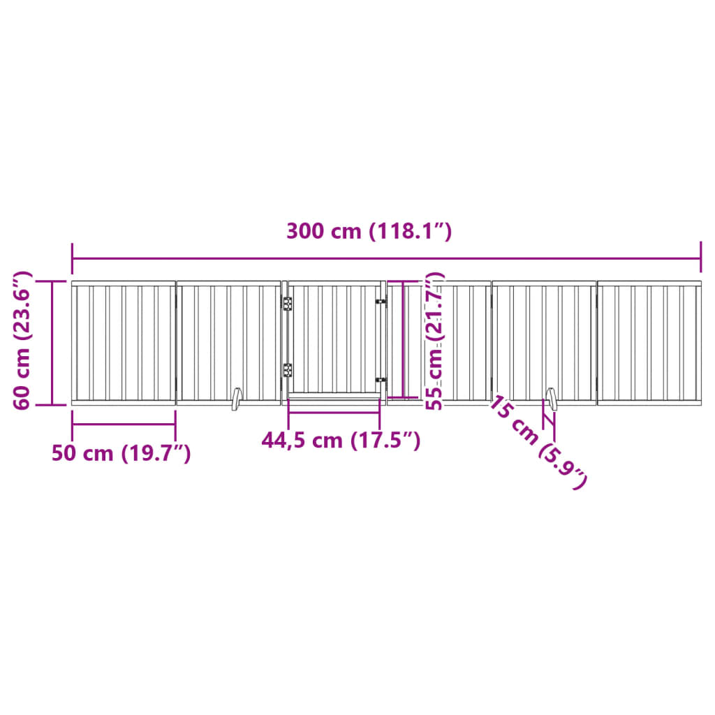 Vrata za pse s vratima sklopiva 6 panela 300 cm drvo topole