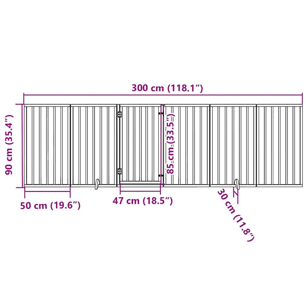 Vrata za pse s vratašcima 6 panela sklopiva 300 cm drvo topole