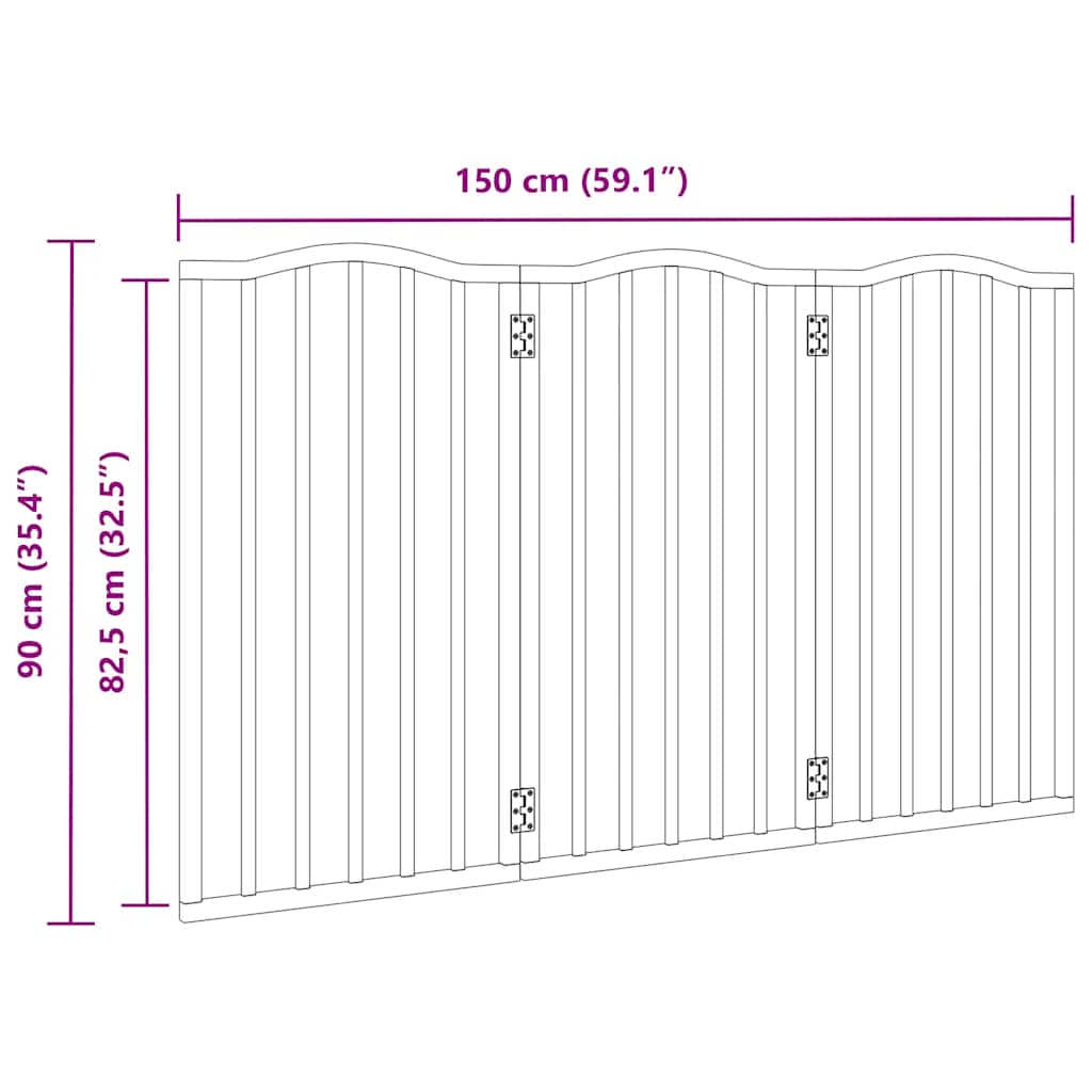 Vrata za pse s 3 panela sklopiva bijela 150 cm od drva topole