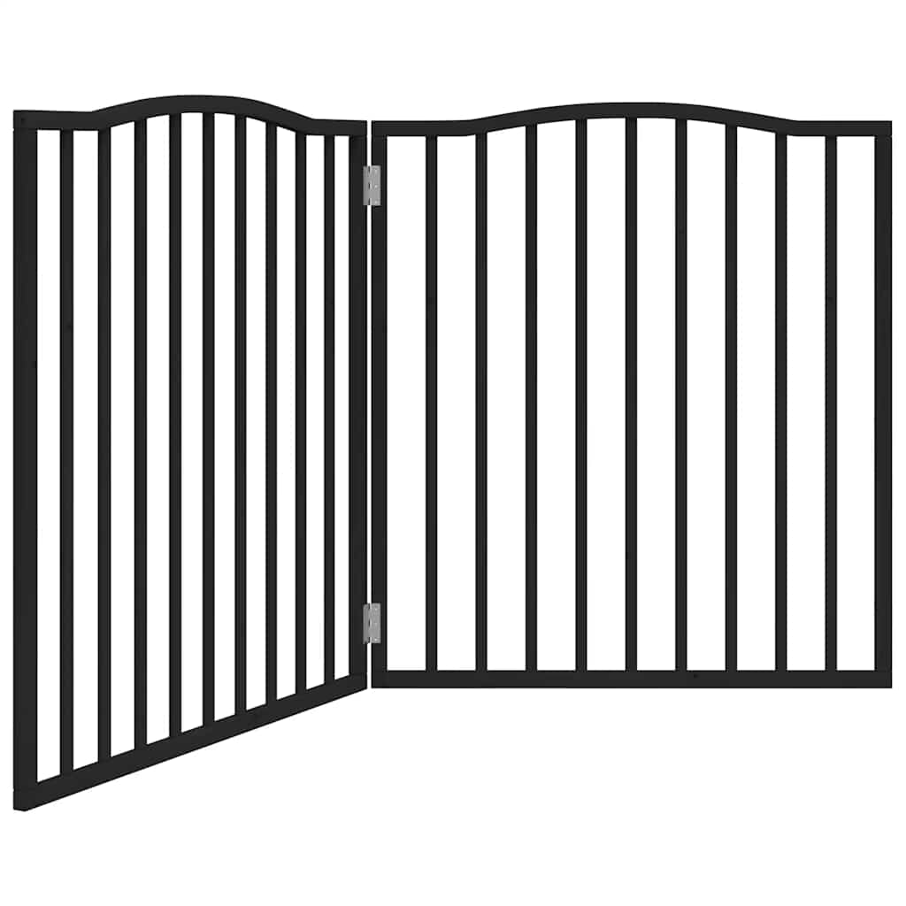Vrata za pse s 2 panela sklopiva crna 160 cm od drva topole