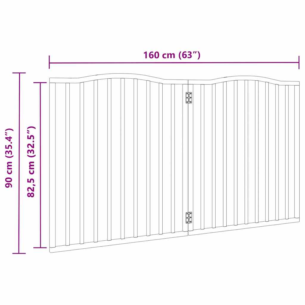 Vrata za pse s 2 panela sklopiva crna 160 cm od drva topole