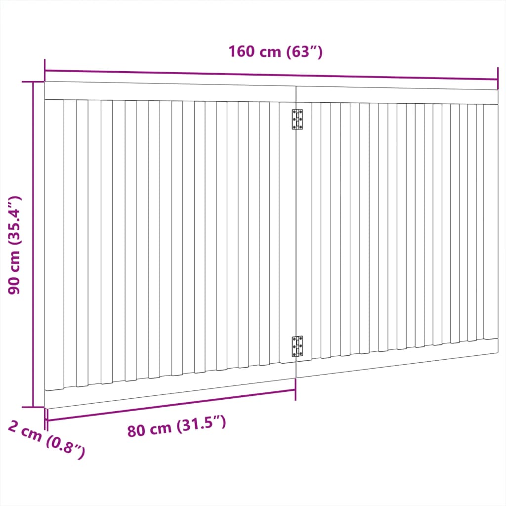 Vrata za pse s 2 panela sklopiva 160 cm od drva topole